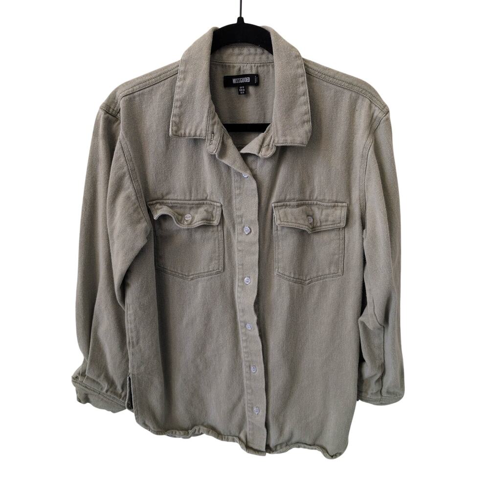 Missguided Sage Khaki Midlength Shacket size 6